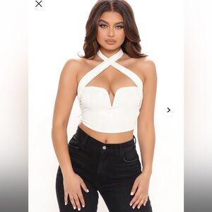White Halter Crop Top